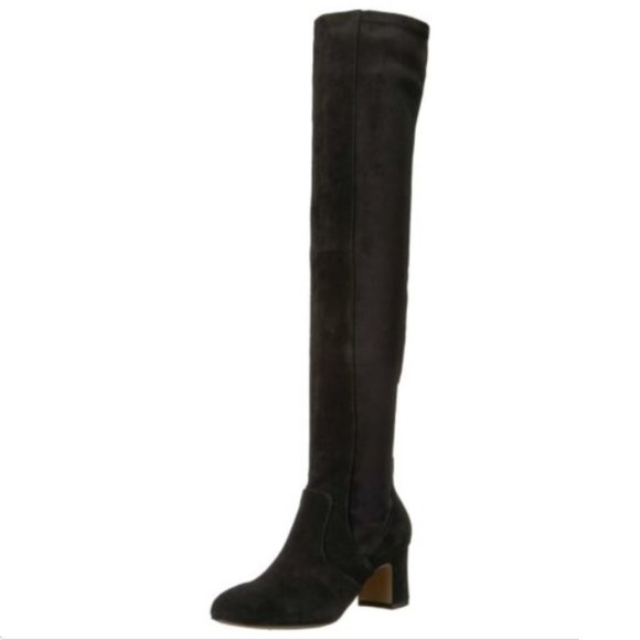 New SPLENDID 7 Charlotte Kensley Poet Black Suede Stretch OTK Over Knee Boots - Picture 3 of 8